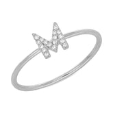 0.05ct 14k White Gold Diamond Lady's Ring - Letter M